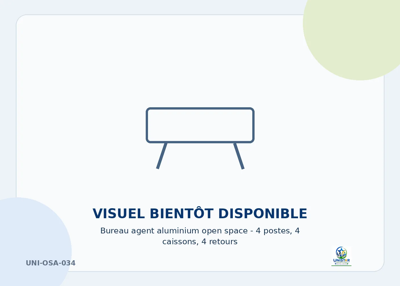 Bureau agent aluminium open space – 4 postes, 4 caissons, 4 retours