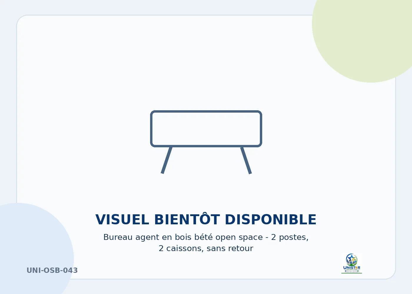 Bureau agent en bois bété open space – 2 postes, 2 caissons, sans retour